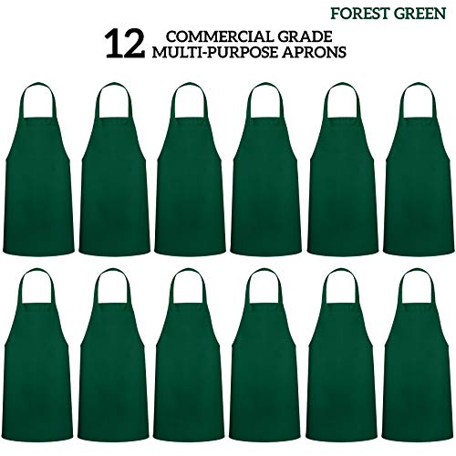 Image of GREEN LIFESTYLE 12 Pack Professional Chef Apron - Grilling Aprons for Men, Waterproof Cooking Aprons for BBQ, Work or Restaurant Use, Kitchen Aprons for Women - Green, No Pockets