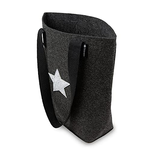 Tebewo Handtasche, Shopping Bag aus Filz, Einkaufs-Tasche mit Henkel, Einkaufskorb, Faltbare, vielseitige Tragetasche (dunkelgrau) Cover
