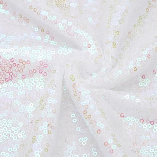 Tissu à paillettes iridescent blanc pour customiser vos vêtements et décors