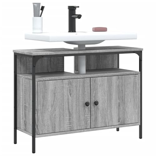 Sufrk Armario para debajo del lavabo Sonoma, 80 x 30 x 60 cm, mueble de baño, mueble de madera