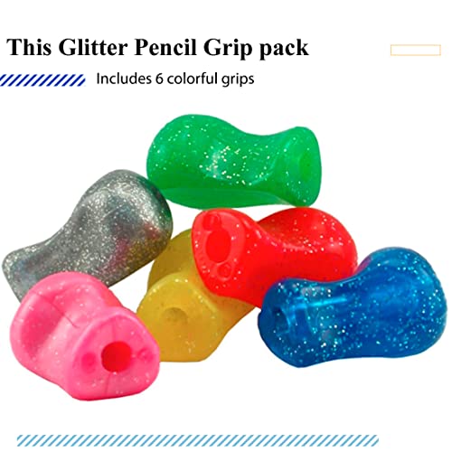 The Pencil Grip Pencil Grips, Universal Ergonomic Writing Aid For Righties And Lefties, Glitter Pencil Grippers, Assorted Colors, 6 Count - Tpg-11206 #TOP4