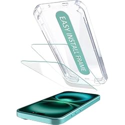 Smartish iPhone 16 Plus Screen Protector - 2-Pack Tempered Glass Screen Protectors - Tuff Sheet - 9H Easy Install Frame [Scratch Resistant] Case-Friendly- Dynamic Island for Apple iPhone 16 Plus