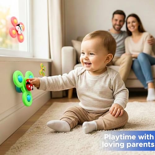 Image of NHR Baby Suction Cup Spinner Toys Set, Three Piece Bath Fidget Rattles