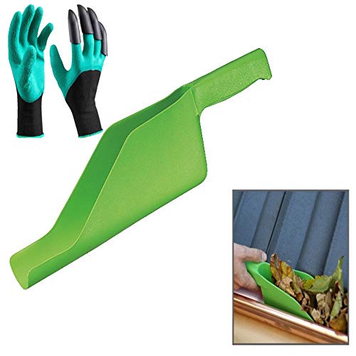 Gutter Guard Cleaning Tool. Scoop and Gloves with Claws Included. Perfect Set
