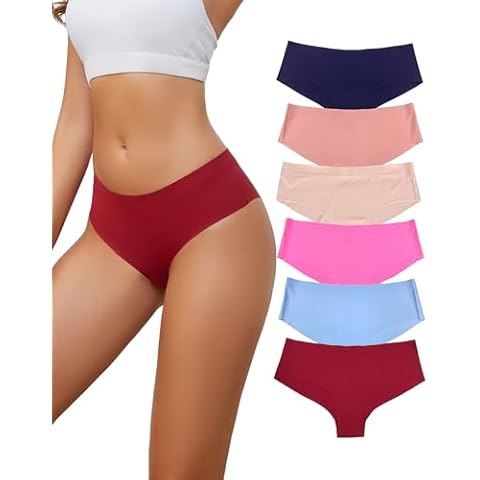 Bolivelan Women Seamless Thongs No Show Panties Low Rise Stretch Breathable Bikini Underwear Pack of 6, US 4, Multicolor Cover