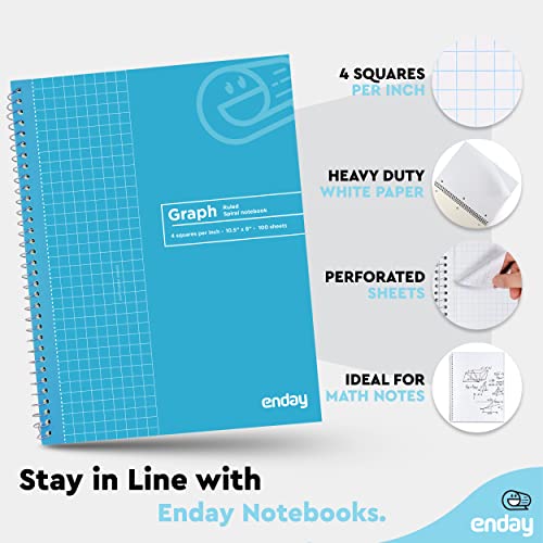 Image of Emraw Quad Ruled Notebook Spiral with 70 Sheets White Paper - Set Includes: Blue, Black, Yellow, & Green Covers (48 Pack)