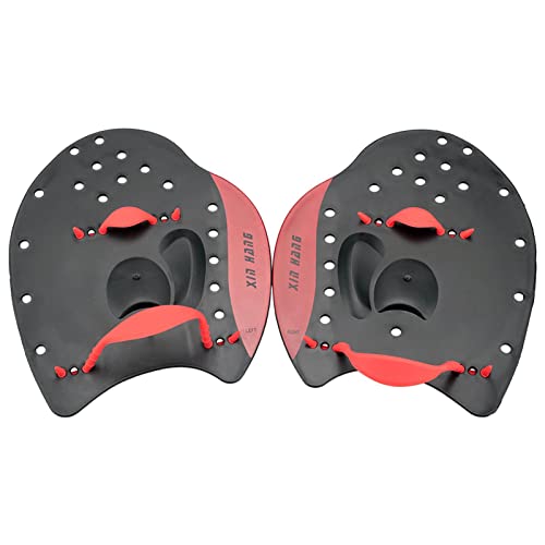 RNXRZANK 1 Pair Swimming Gloves Unisex Hand Paddles Silicone Training Paddle Diving Fin Adjustable Strap Water Resistance Suitable for Men Women Kids P, Red