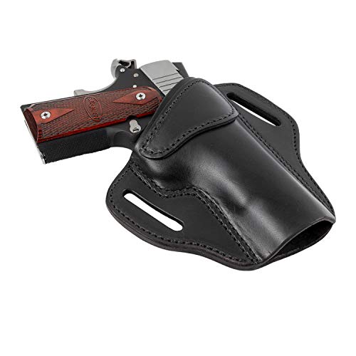 The Ultimate Leather OWB Holster | Made in USA Fits Most 1911 Style Handguns | Kimber - Colt - S & W - Sig Sauer - Remington - Ruger - Springfield & More Black - Belt Loop Attachment - Relentless Tactical