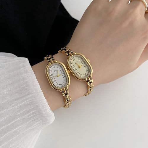 Elegant Women's Vintage Oval Gold Watch - Minimalist Analog Bracelet Timepiece, Waterproof Luxury Fashion Accessory - Image 6