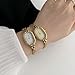Women's Vintage Oval Watches Luxury Minimalism Bracelet Small Gold Watch Ladies Analog Waterproof Watch Fashion Bangle Bracelet Dress Watch with Stainless Steel Band (Gold)