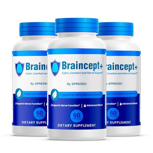 Image of (3 Pack) Braincept Capsules, Official Braincept Plus Nerve Support Supplement, Advanced Brain & Memory Health Formula with Natural Ingredients for Focus & Wellness (180 Capsules)