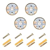EtherSpher Manopole rotonde personalizzabili a righe blu reale con pan di zenzero nero e pupazzo di neve in stile bohémien, 32 mm, confezione da 4
