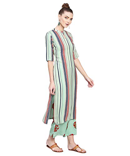 Image of Libas Gerua Womens Printed Viscose Straight Kurta With Palazzos | daily wear suit