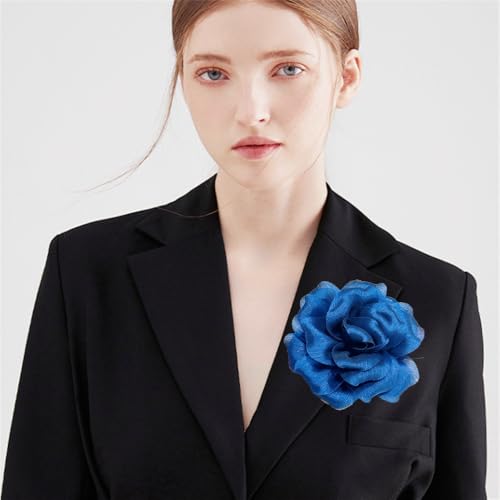 Image of Flash Camellia Flower Brooch Pin for Women Men Elegant Texture Fabric Dahlia Rose Floral Brooches Lapel Pins Dainty Wedding Holiday Party Costume Dress Accessories Jewelry