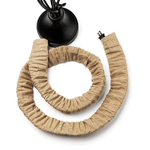 Image of EIFHYT Fabric Cord Cover & Chandelier Chain Cover 2 Pack 6Feet Length for Chandelier Lighting Wires Natural Burlap Easy to Install (Brown)