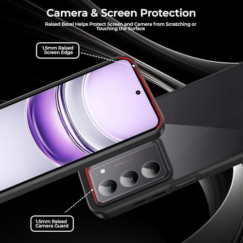 Image of A rtistque Clear Hard Armor Transparent Cover Case for Realme 14x 5G / P3x 5G / Narzo 80x 5G | Anti-Drop Shockproof | TPU Edge | Stylish Design | Realme 14x Mobile Cover - Black