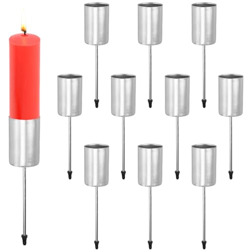 skytowards 10 Stück Kerzenhalter Adventskranz Silber mit Dorn...