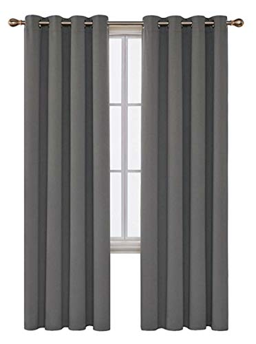 Image of Comfy Home Fabric Solid Grommet Curtain, 9 Feet, Grey, Pack of 2