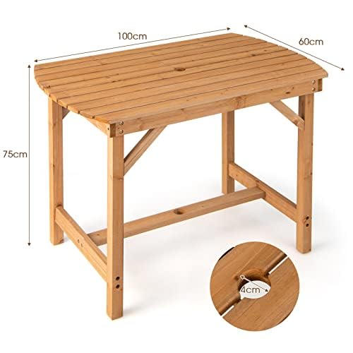 Generisch 10923NP-BN - Tavolo da giardino in legno di abete naturale, 100 x 60 x 75 cm