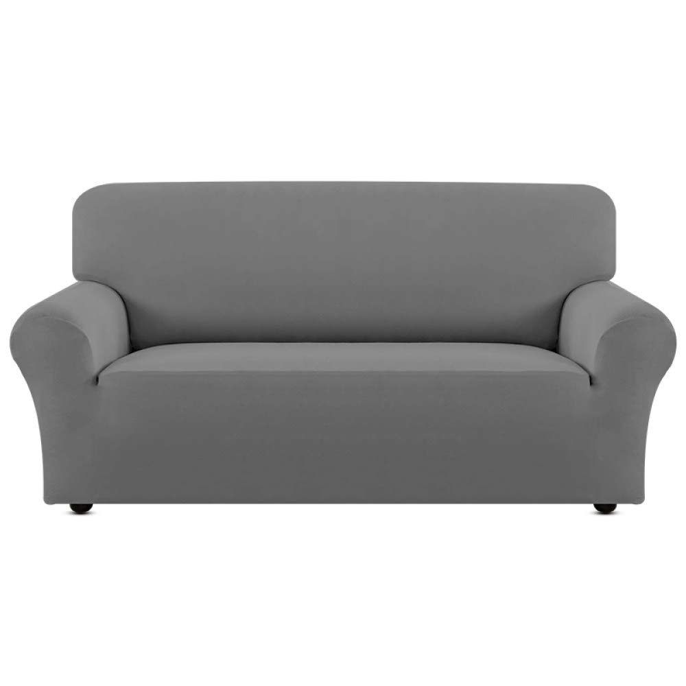 Housse de canapé d'angle 4 places doublure extensible gris 235-300 cm