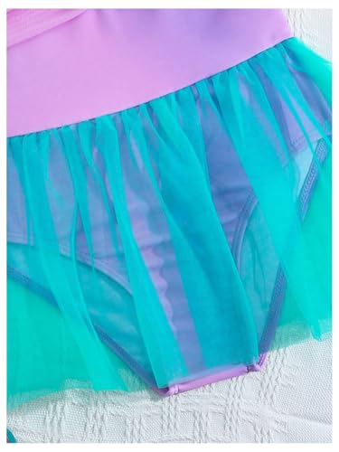 WDIRARA Toddler Girl's One Piece Swimsuit Ruffle Ruched Sleeveless Bathing Suit with Mesh Skirt4
