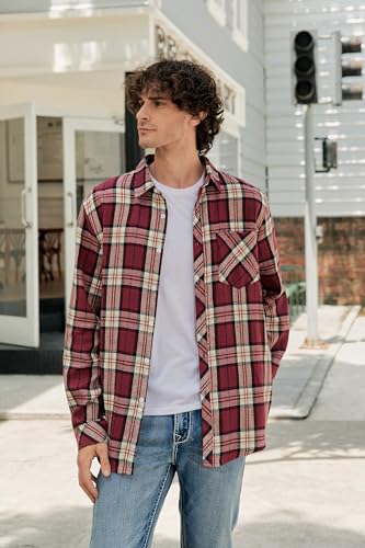 Image of Betusline Boy and Men Button Down Plaid Shirt