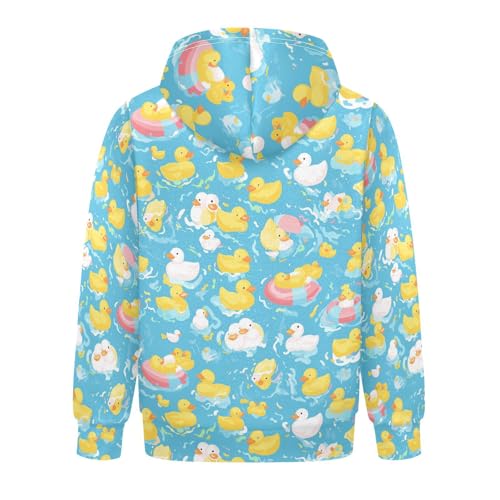 KLL Rubber White Ducky Boys Girls Sweatshirts Sweater Long Sleeve Pullover Top Streetwear Kangaroo Pocket2