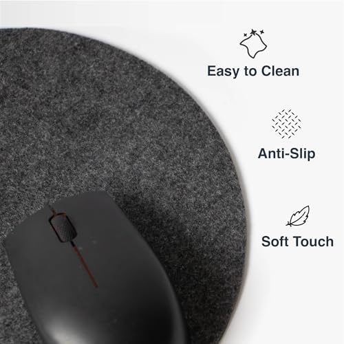 Image of Bellblock Mouse Pad | Computer Mouse Mat | Vegan PU Leather | Anti-Slip | Smooth Mouse Control | Spill-Resistant Surface | Blue & Tan | 22 x 22 cm (Pack of 1) (Felt, Round)