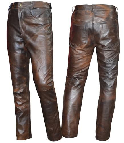 R'FAY Collection Mens Leather Slimfit Biker Pents