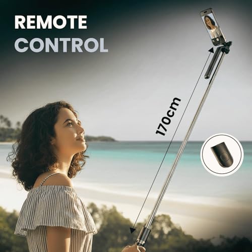 Image of EDNITA E16T Selfie Stick Tripod with Dual Light 67 inch /1.7m, 360 Rotation Grip Handle for Anti Shake Shooting, Multifunctional Bluetooth Tripod for Mobile Phone Vlogging, Live Stream and Travel