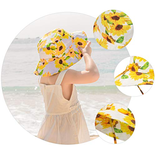 EXCEART Prémio Estampas de Flores Balde Chapéu Crianças Anti- UV Pescador Chapéu de Algodão Bebê