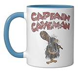Wacky Races Captain Caveman on Grey Ceramic Mug, Blue/White