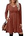 OFEEFAN Plus Size Formal Dresses for Women Cowboy Chic Winter Clothing Long Sleeve Homecoming Dress V Neck Empire Waist Boho Dress Fall Fashion Caramel XL