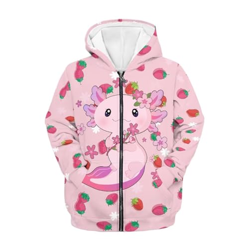 Suobstales Full-Zip Hoodie for Kids Girls Hooded Sweatshirt Long Sleeve Jacket Fall Outwear Coat With Pockets3