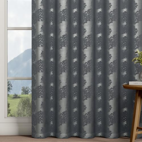 Image of Wakefit Jacquard Room Darkening Curtain | Light Blocking Upto 70% | (5 x 3.9 ft) | Door Curtain | Set of 2 | Reduces Noise | Machine Washable | Smash |Tree Grey