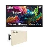 SYLVOX 75 Zoll Outdoor TV, 4K UHD QLED Google Outdoor Fernseher, 2000 Nits, Sprachassistent, Dolby Atmos, IP55 Wasserdicht TV für Garten, Terrasse, Pool &Gewerberäume(Pool Pro 2.0 QLED)