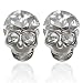 Shiny Silver Skeleton Skull Head Halloween Earring Post Studs with Crystal