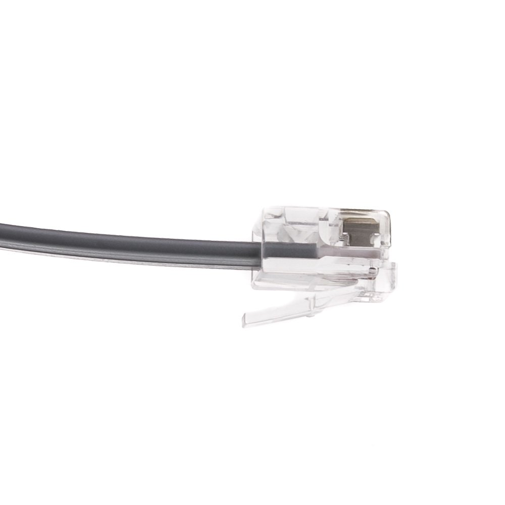 ACL 7 Feet RJ12 (6P/6C) Male to Male Telephone Flat Cable (Voice), Reverse, Silver Satin, 5 Pack