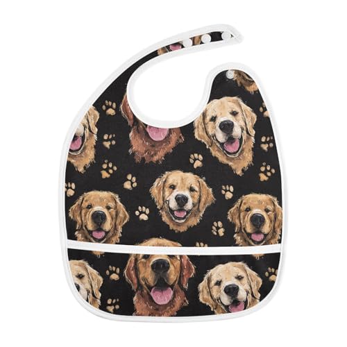 foixnub Baby Bibs for Boys Girls Golden Retriever Puppy Paw