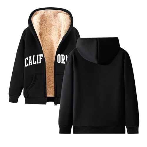 Fleece Jacket Hoodies for Women Sherpa Lined Zip Up Long Sleeve Hooded Sweatshirt Warm Fall Winter Casual Jackets4