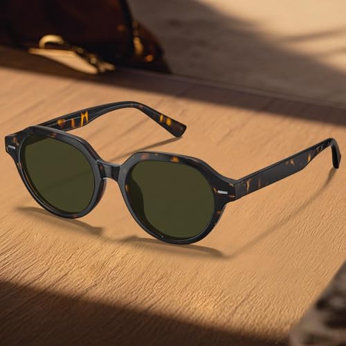 STGATN Retro-Inspired Polygon Men's Sunglasses - Vintage Frame, Polarized UV Protection ST35344