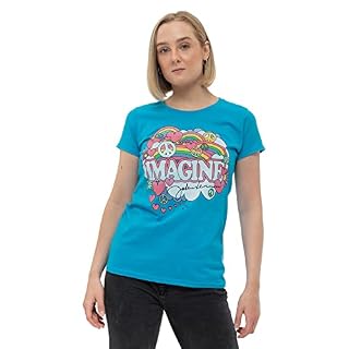 John Lennon Rainbows, Love & Peace T-Shirt Femme - Les Beatles, Paul McCartney, John Lennon, RIngo Starr, George Harrison