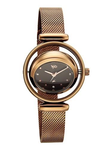 Image of Fastrack Vyb Celeste with Quartz Analog Brown Dial Brown Stainless Steel Strap Watch for Girls - FV60118QM01W