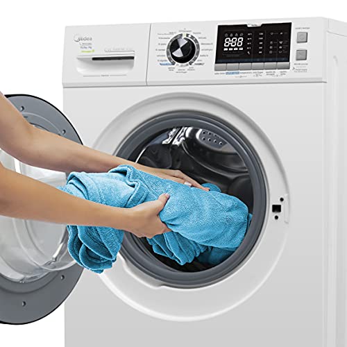 Lava e Seca 10,2kg LSE10B2 Storm Wash Inverter Tambor 4D, Branco Porta Preta, Midea, 220V
