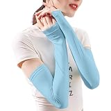 Manicotti per le donne Freschi per i polsi Avvolgimenti Freschi UPF50 + Lunghi per entrambe le braccia Tipo di poggiadito Sole Sudore assorbente e asciugatura rapida (Sky Blue One Size)