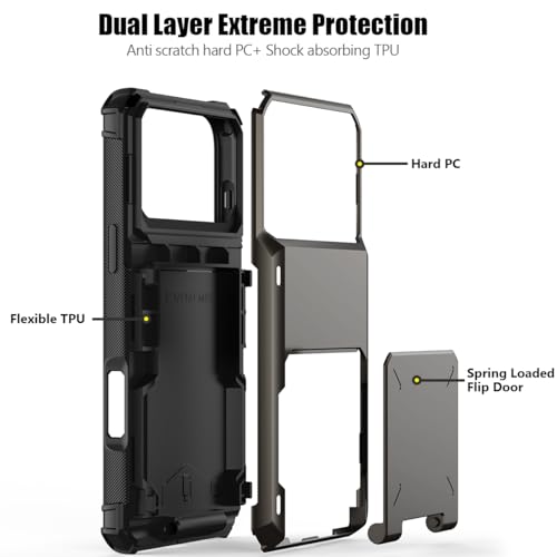 Nvollnoe Compatible with iPhone 17 Pro Max Case with Card Holder[Store 5 Cards] Dual Layer Heavy Duty Shockproof Wallet Case with Hidden Card Slot Large Storage Cover for Men&Women 6.9''(Gunmetal) by Nvollnoe - Used condition - Image 3