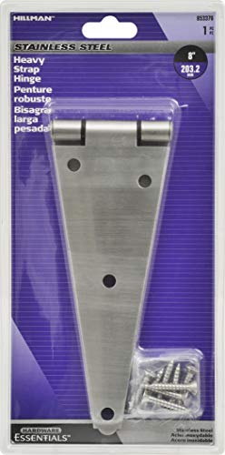 Hardware Essentials 853376 Heavy Duty Strap Hinges Stainless Steel 8" #TOP1