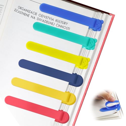 6 Pcs Automatic Bookmark, Stay in Place Silicone Book Mark Clips, Page Markers Cute Reading Accessories