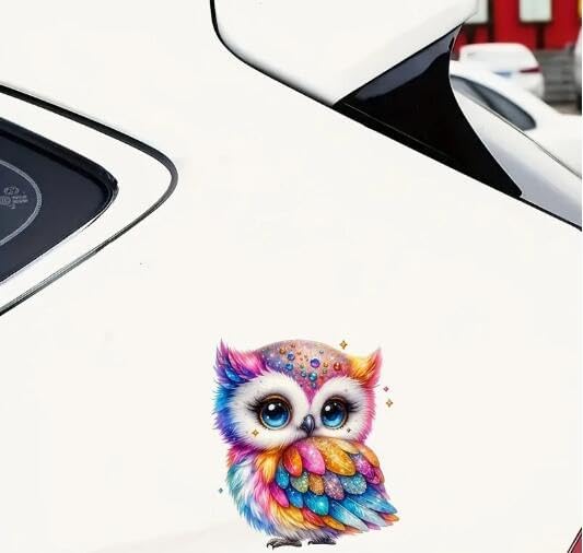 Rainbow Gemstone Owl Bird Feather PVC Vinyl Car Decals Stickers Waterproof Self-Adhesive Decals for Cars, Laptops, Trucks, Motorcycles Wall Window Luggage Scratch Cover Door Decor Sticker - Image 4