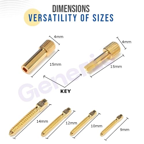 Image of Dental Gold Plated Screw Posts, Conical Screw Posts - Gold Plated Stainless Steel Root Canal Post System with Cross Head Design, 4 Sizes Prefabricated Endodontic Post Kit (120pcs- Gold plated)